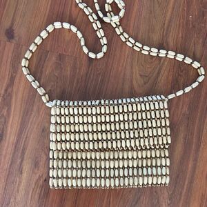 Sigrid Olsen beaded Crossbody bag vintage beige brown